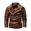Men's Jacket Fashion Trend British Gentleman Fleece Suit Collar PU Leather Jacket Men's Jacket