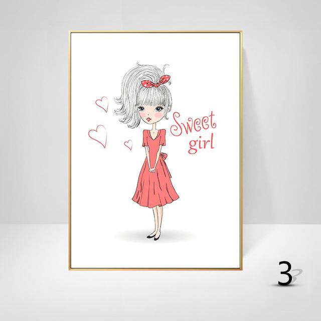 Скандинавский стиль, украшение для детской комнаты, детский сад, современный мультфильм, декоративная картина для маленькой девочки, настенное искусство, холст