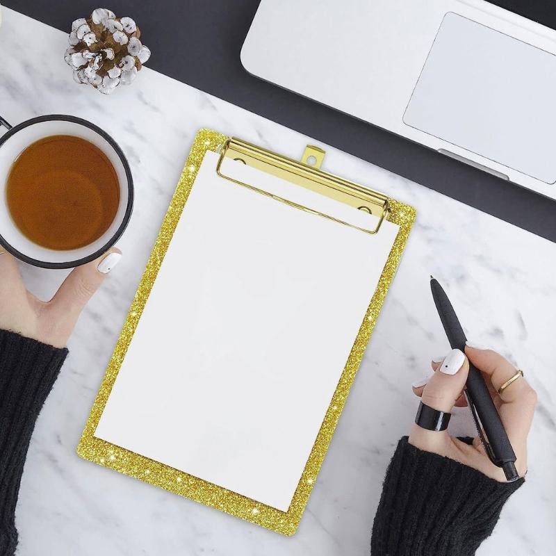 A4 Document Clipboard Glitter Clipboards Acrylic Hanging Clipboard Office School Supplies for Teacher Women Man