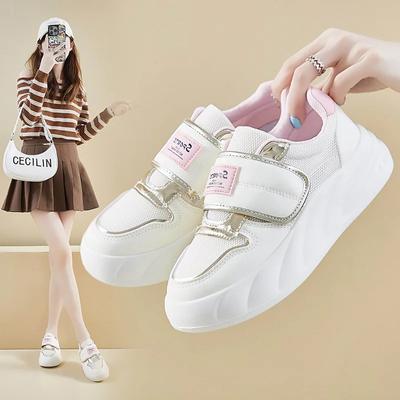 Модная женская обувь 2024 года, новые белые туфли на толстой подошве, осенние дышащие туфли на платформе для тенниса, женские трендовые повседневные кроссовки с круглым носком