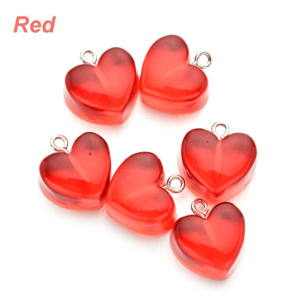 Handmade Earrings Jewelry Making Keychain Pendant Resin Heart Charms Candy Color Necklace Crafting