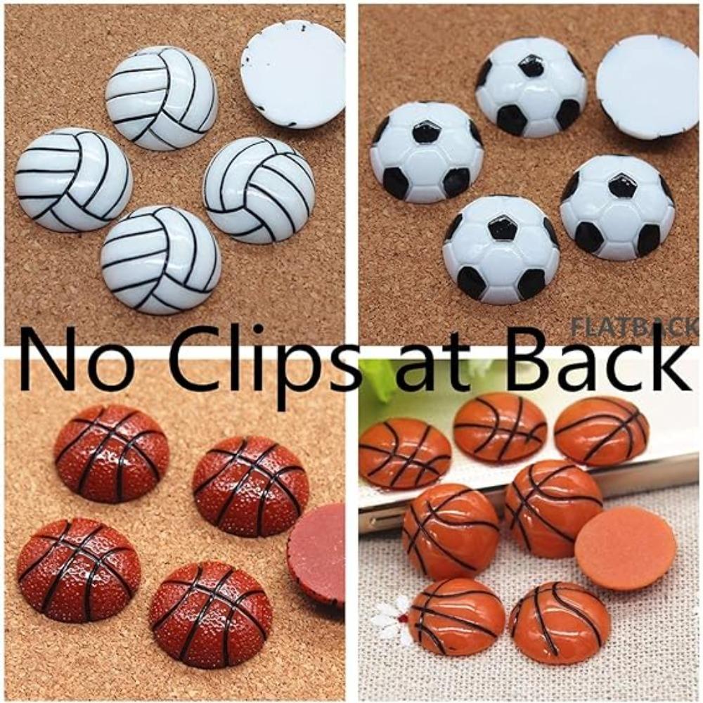 40Pack Football Assorted Sport Ball Slime Charms Volleyball Flat Back Resin Charms  for Scrapbooking