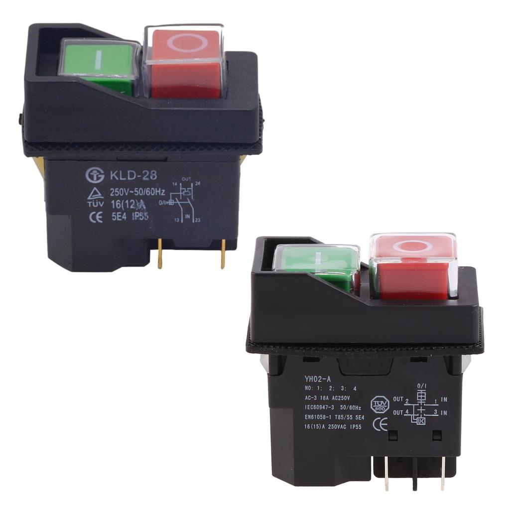 IP55 Waterproof Push Button Switch Electromagnetic Switch 4 Pin 16A Magnetic Starter Power Tool Safety Switches