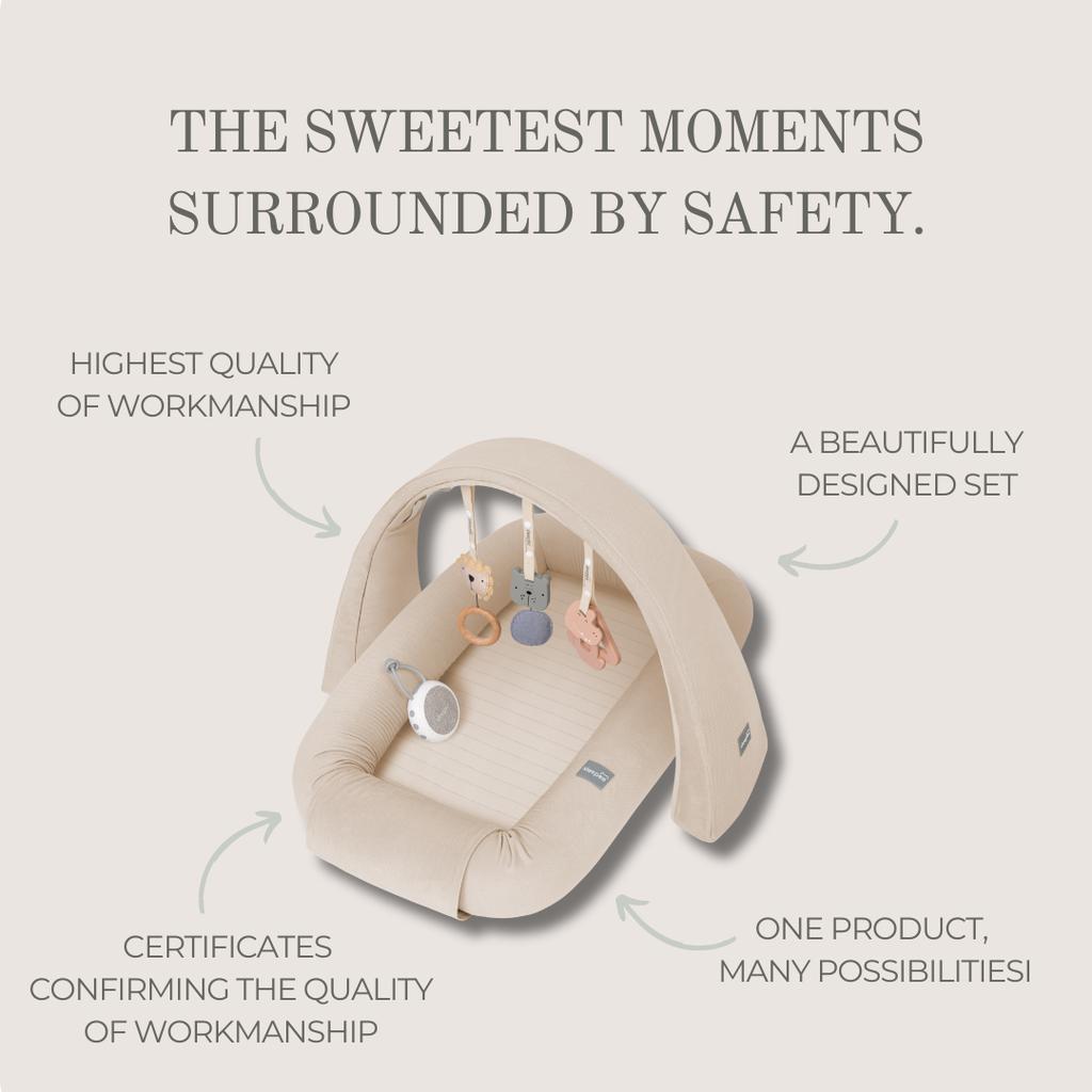 Modular Baby Nest With Sounds & Toys 4 In 1 Grey