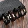 Vintage Black Multi Layer Men Leather Bracelet Stainless Steel Infinity Symbol Charm Bracelets for Men Fashion Jewelry Gift