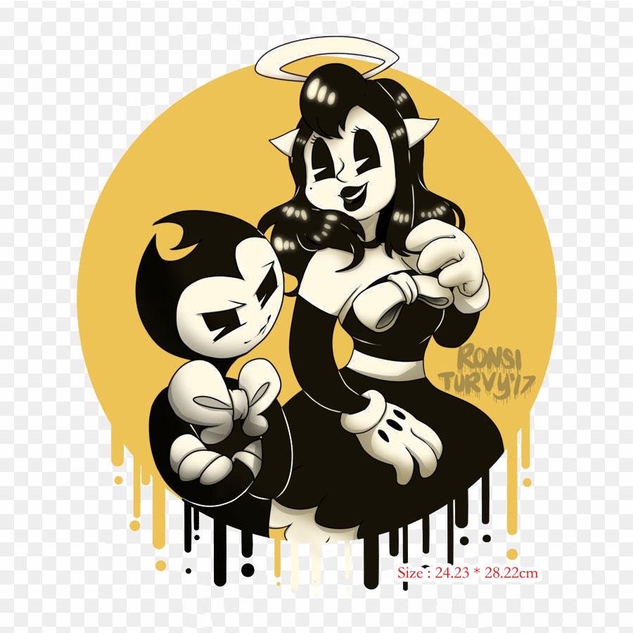 Bendy And The Ink Machine Drawing Projectionist Iron On Heat Transfer Printing Vinyl Patches Sticker for Clothes DIY Appliques Washable Patches