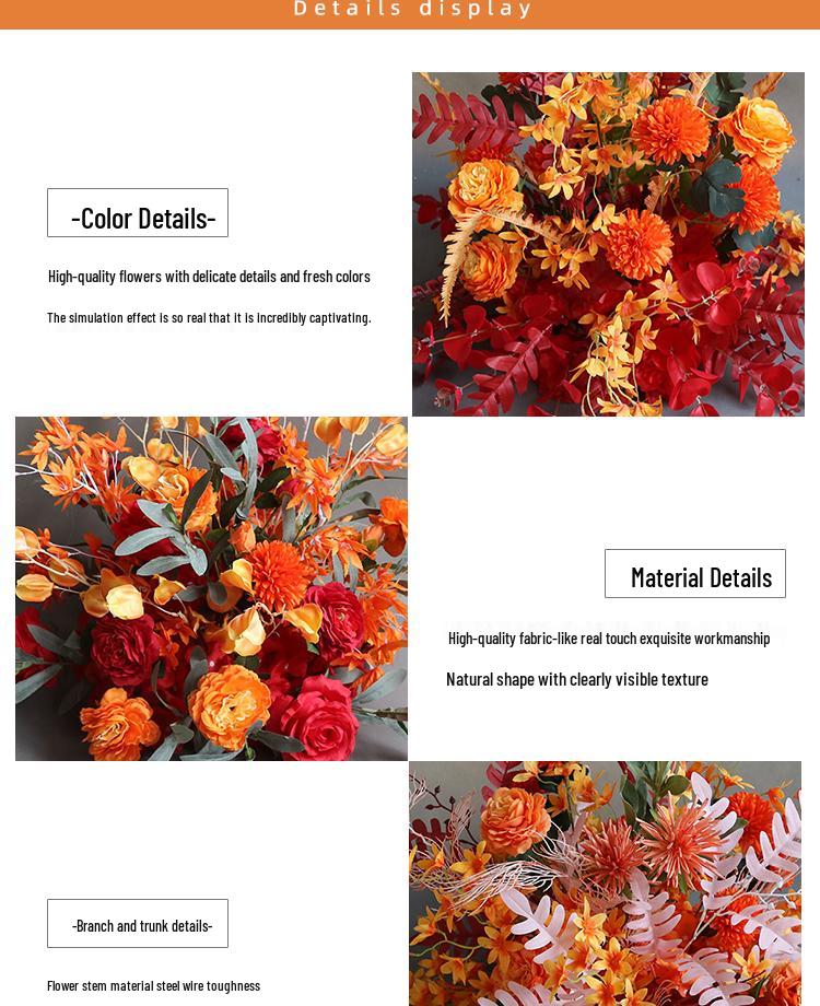 Autumnal Orange Silk Flower Pots for Wedding Aisle Décor