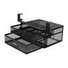 Space Saving Black Metal Frame Organizer Two Tiers Desk Mounted Storage Drawer System with Double Sliding Compartments