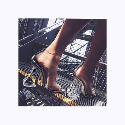 Женские сандалии, обувь знаменитостей, простые стильные туфли из ПВХ с прозрачными ремешками и пряжками на высоком каблуке, женские прозрачные каблуки fgh678