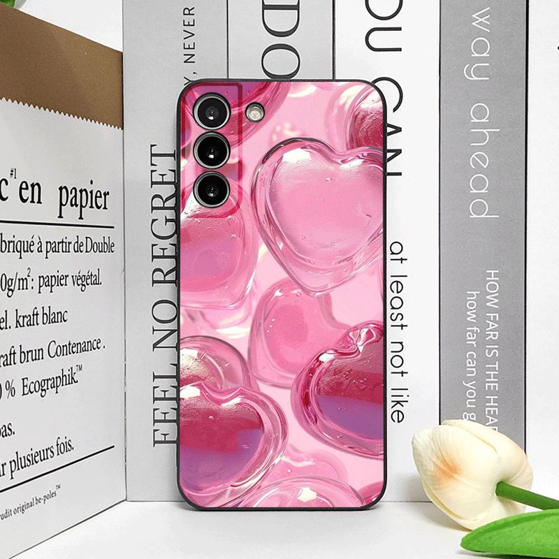 Стильный розовый кристальный чехол в форме сердца для Samsung Galaxy S25 S24+ S23 Ultra S22 Plus S20 S21 FE M53 M34 5G, мягкий чехол Y2K
