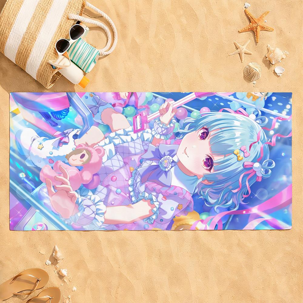 Vtuber Shizuku Hyodo Полотенце Быстросохнущее Впитывающее Пляжное Полотенце для Спорта, Фитнеса, Плавания и Активного Отдыха