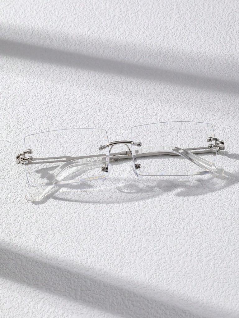 1 шт. Модные прямоугольные очки без оправы из металла для женщин, прозрачные очки для мужчин, повседневные очки для фотосъемки, аксессуары для одежды.