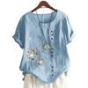 Women's Casual Short Sleeve Top with Round Neck and 11 Unique Floral Prints