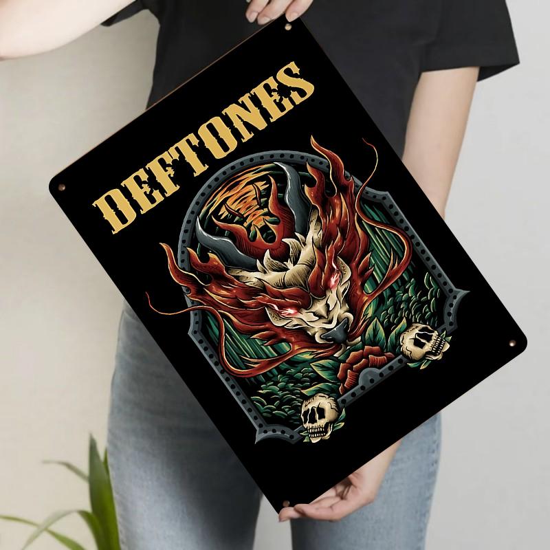 Deftones Band Art Metal Tin Sign Decorative Wall Hanging for Music Fans Home Bar Decoration