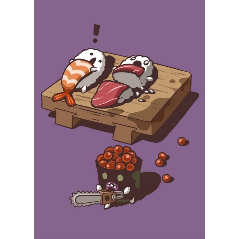 Суши-еда мультфильм картина плакат холст печать суши милая иллюстрация настенное искусство картина кухня японская еда настенный декор