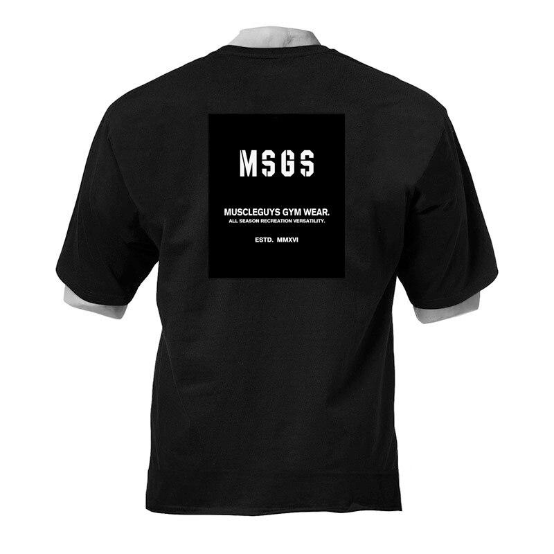 Muscleguys Мужская удобная футболка с коротким рукавом, принт на спине, летняя свободная футболка с коротким рукавом, трендовая уличная одежда для бодибилдинга