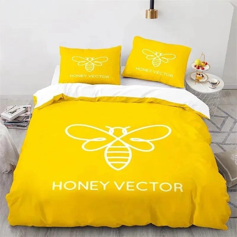 Bee Quilt Cover Pillowcase Home Bedding Set Adult Boy Girl Bedroom Decor Kids Gift Single Double Large Size 135x200