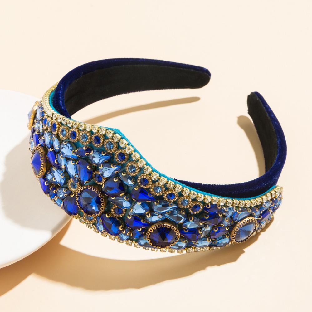Retro Colorful Rhinestone Headbands Full Diamond Super Flash Crown Hairband Hair Band Hoop Hair Accessories