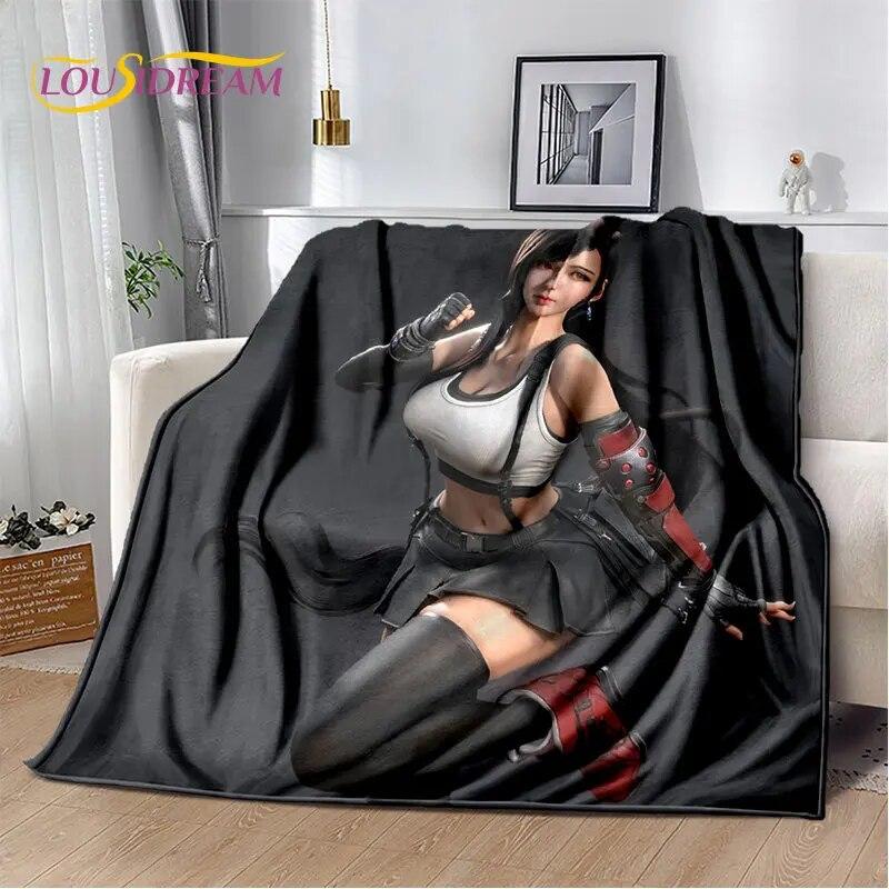 Sexy Girl Lace Tifa Aerith Anime Soft Plush Blanket,Flannel Blanket Throw Blanket for Living Room Bedroom Bed Sofa Picnic Cover