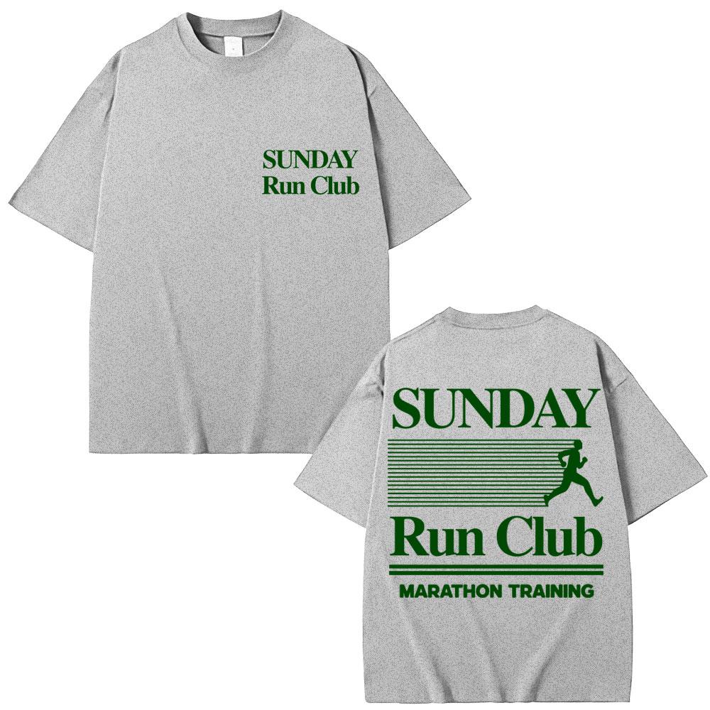 Sunday Running Club Graphic Summer T Shirt Cotton Breathable Sporty  Jogging Tshirts Unisex Women Oversized Cotton Casual Tshirt