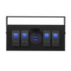 4 Gang Rocker Toggle Switch Box 4-way USB Quick Charger Blue Light Switch Dual USB 4.8A 12/24V Unive