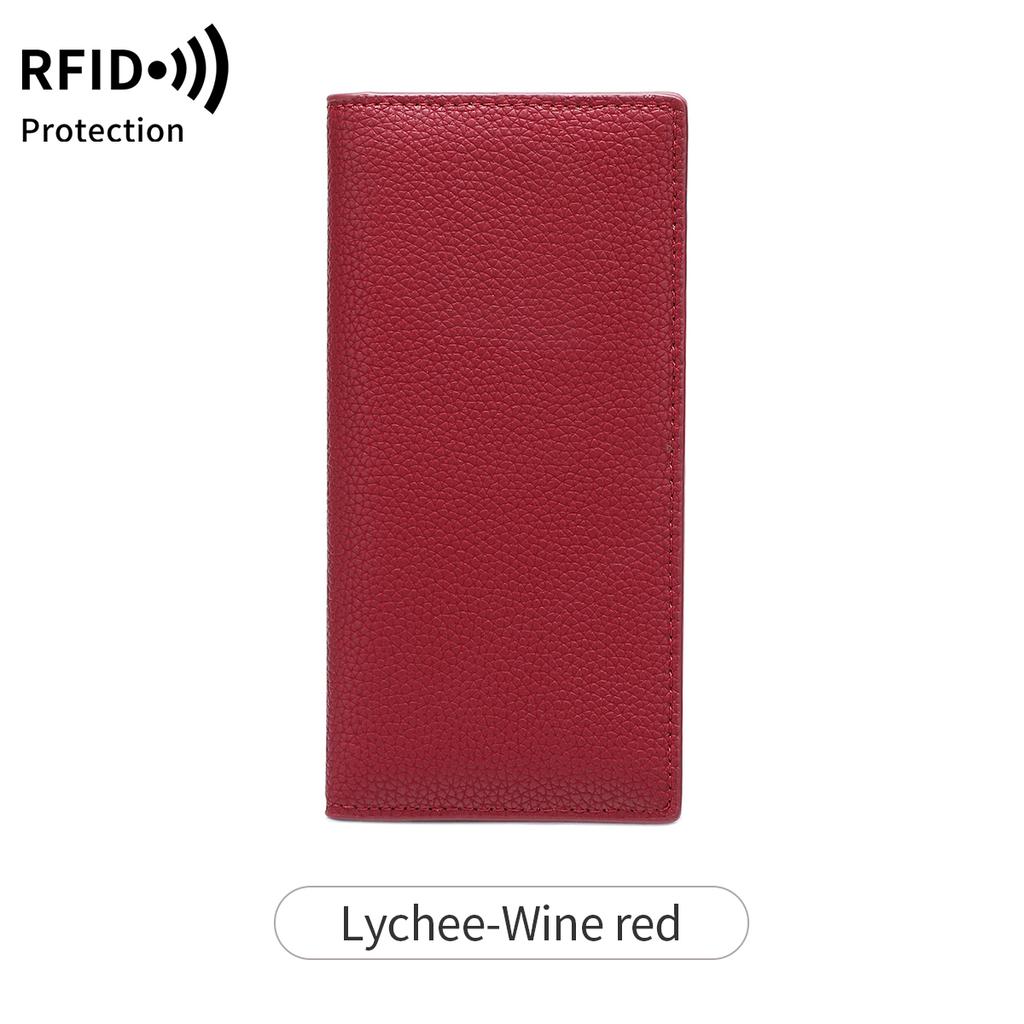 Минималистичный ультратонкий женский кошелек с RFID-защитой, держатель для кредитных карт, складной длинный женский кошелек, однотонный, портативный клатч