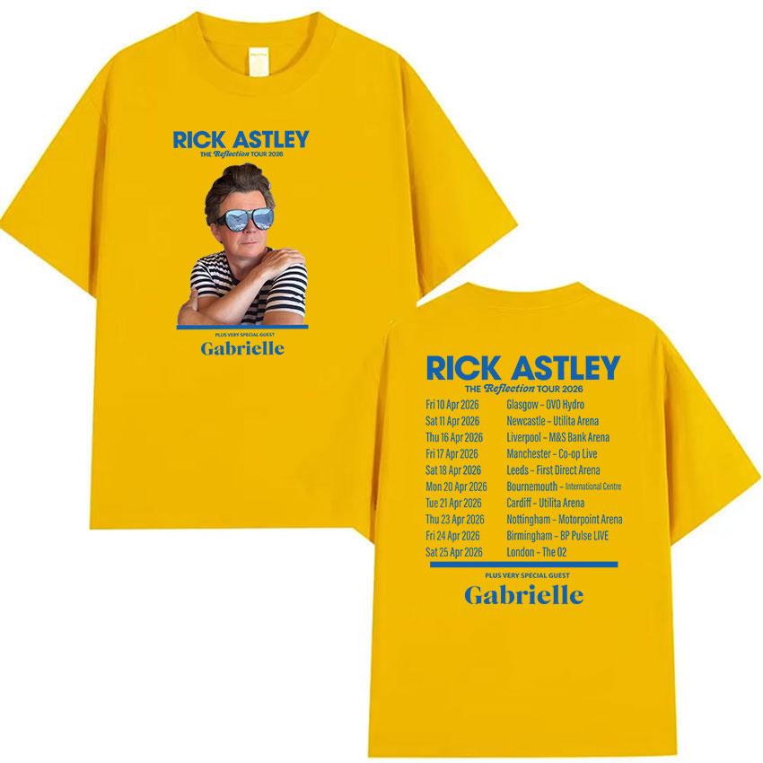 Rick Astley Reflection Tour 2026 Print T Shirts Unisexs Retro High Quality Fashion Tshirt Casual Oversized Cotton Tees Streetwear
