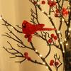 Vintage Glowing Tree with Cardinals with Red Berry and Bird LED Christmas Red Berry Tree Light for Christmas Home Party Wedding