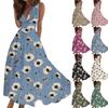 Women's Casual And Fashionable Floral Print V-Neck Sleeveless Dress Sleeveless Dress