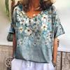 3D Art Print Tops Свободные футболки с коротким рукавом Летняя уличная мода Повседневные свободные женские футболки с V-образным вырезом Женская одежда
