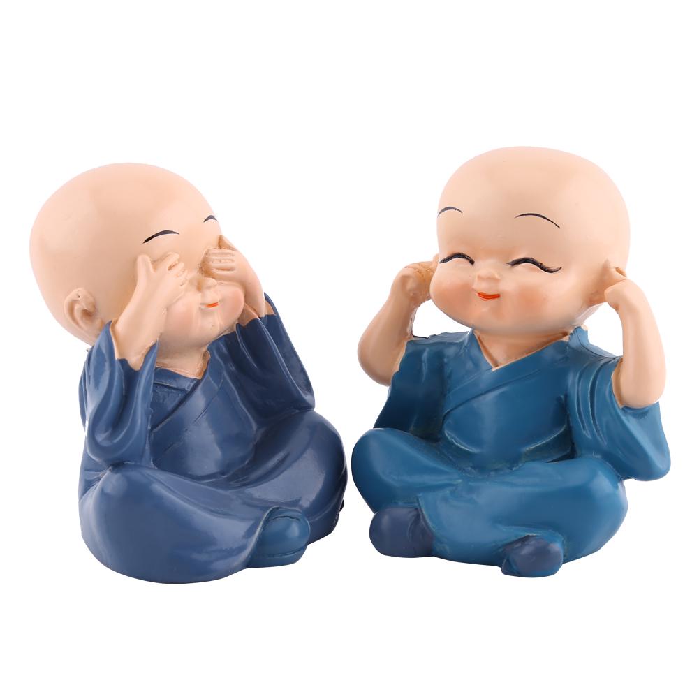 Baby Buddha Statuette, 4 Pieces, Little Monks Buddha Figurines, Cute Kungfu Monk, Car Interior Decoration, Resin Crafts, Wall Shelf,