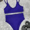 Women Swimsuits Push Up Bikini Ribbed High Waist Bikinis Set Solid Swimming Suits Female Swimwear Bathing Suit Beachwear