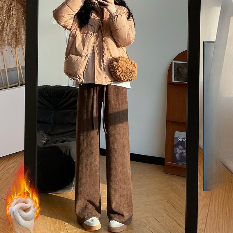 Брюки палаццо женские осенне-зимние новые свободные и ленивые прямые брюки драпирующиеся с высокой талией бархатные брюки