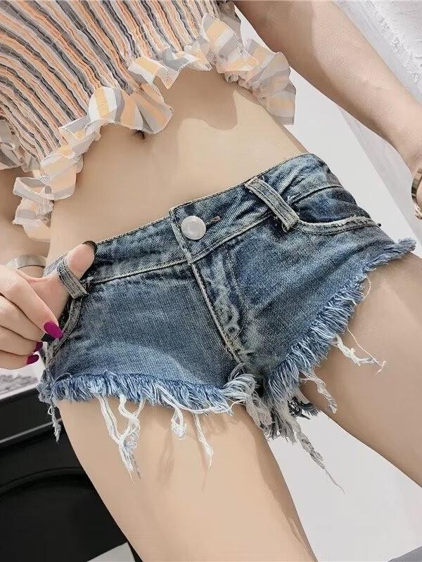 Европейский стиль, джинсовые шорты-hotpants с низкой талией и потертостями - Сексуальные, открывающие ягодицы шорты для женщин