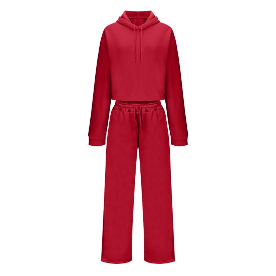 Женские костюмы-двойки, укороченные худи с длинными рукавами, спортивные костюмы, повседневные свитшоты-пуловеры и длинные брюки