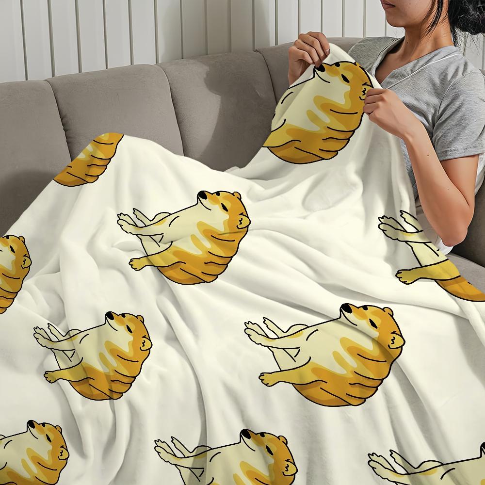 Смешной Милый Мем C-Cheems Собака Дом Фланелевое Теплое Уютное Мягкое Плюшевое Одеяло Для Дивана Гостиной Офиса Спальни Путешествий Подарок