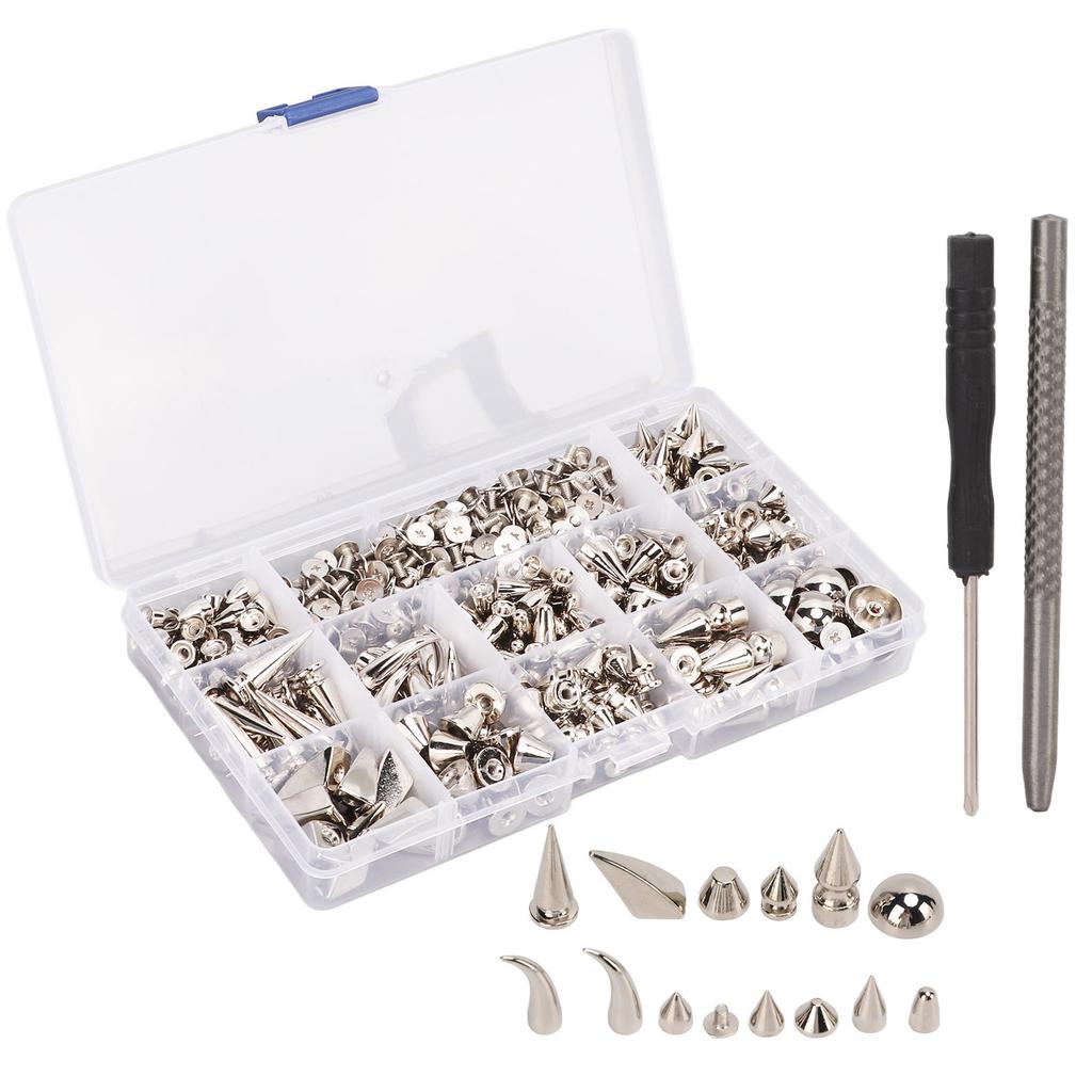270Pcs 12 Styles Punk Rivet Kit Fine Workmanship Smoothly Durable Zinc Alloy Material Leather