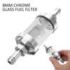 New 8mm Chrome Glass Fuel Filter Gasoline Diesel Inline Aluminum Universal