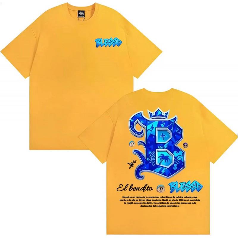 Blessd El Bendito Graphic Tee Streetwear Cotton T-Shirt Men Casual Short Sleeve