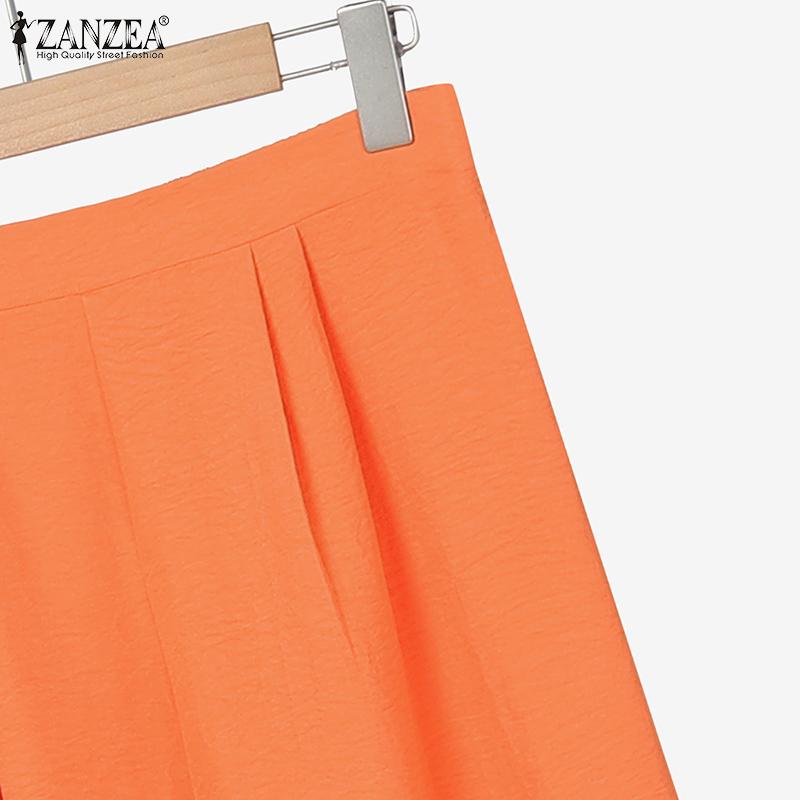 ZANZEA Женский повседневный костюм из двух частей с длинным рукавом и брюками