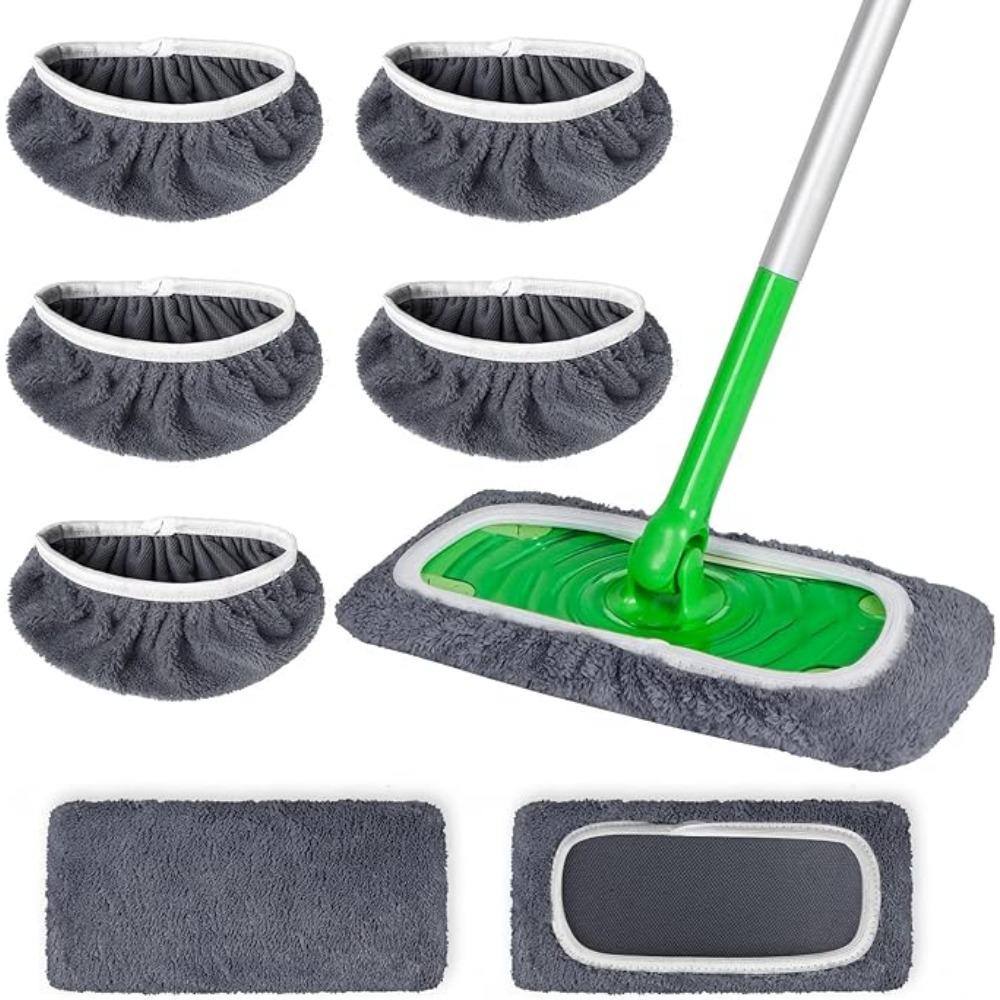 8 шт. в упаковке, моющиеся насадки Swiffer, многоразовые насадки для швабры, влажная и сухая плоская насадка Swiffer для уборки поверхностей/деревянных полов