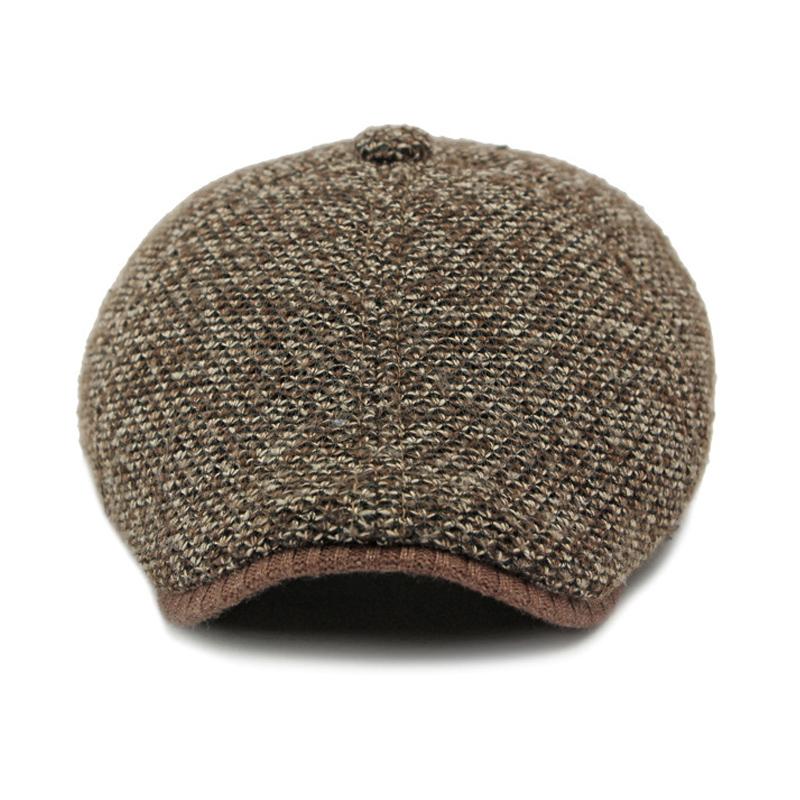 Шерстяная шапка для мужчин среднего и пожилого возраста, осенне-зимняя кепка, толстый теплый бархатный берет, защита ушей, кепка с козырьком