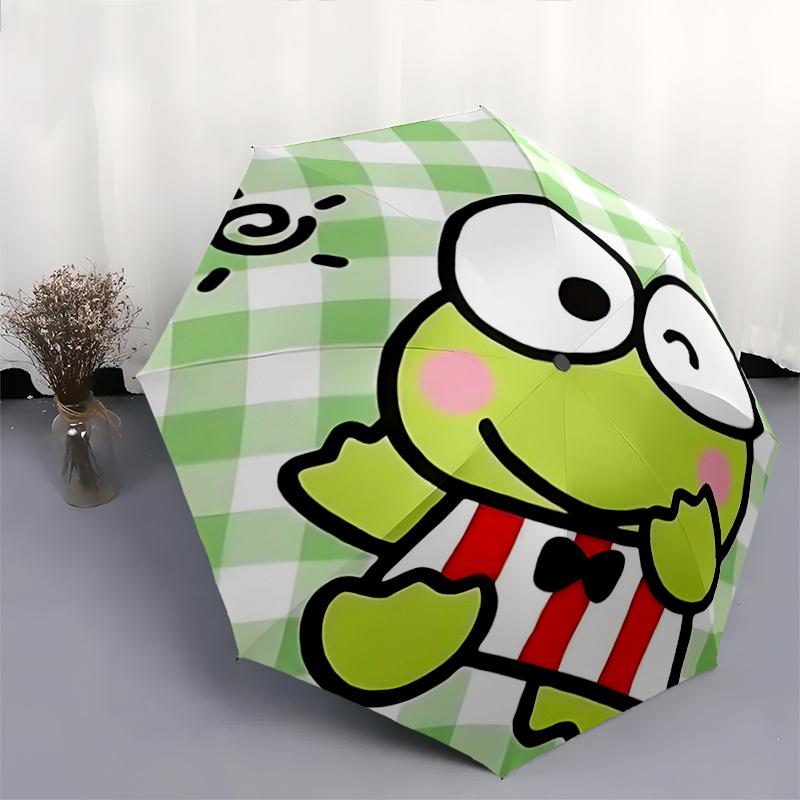 1pc Keroppi Frog Umbrella - Automatic Opening/Closing, Portable 3-Fold Design, 8-Bone Iron Frame, Outdoor, Festival Gift for Fans, Travelers, Daily Us