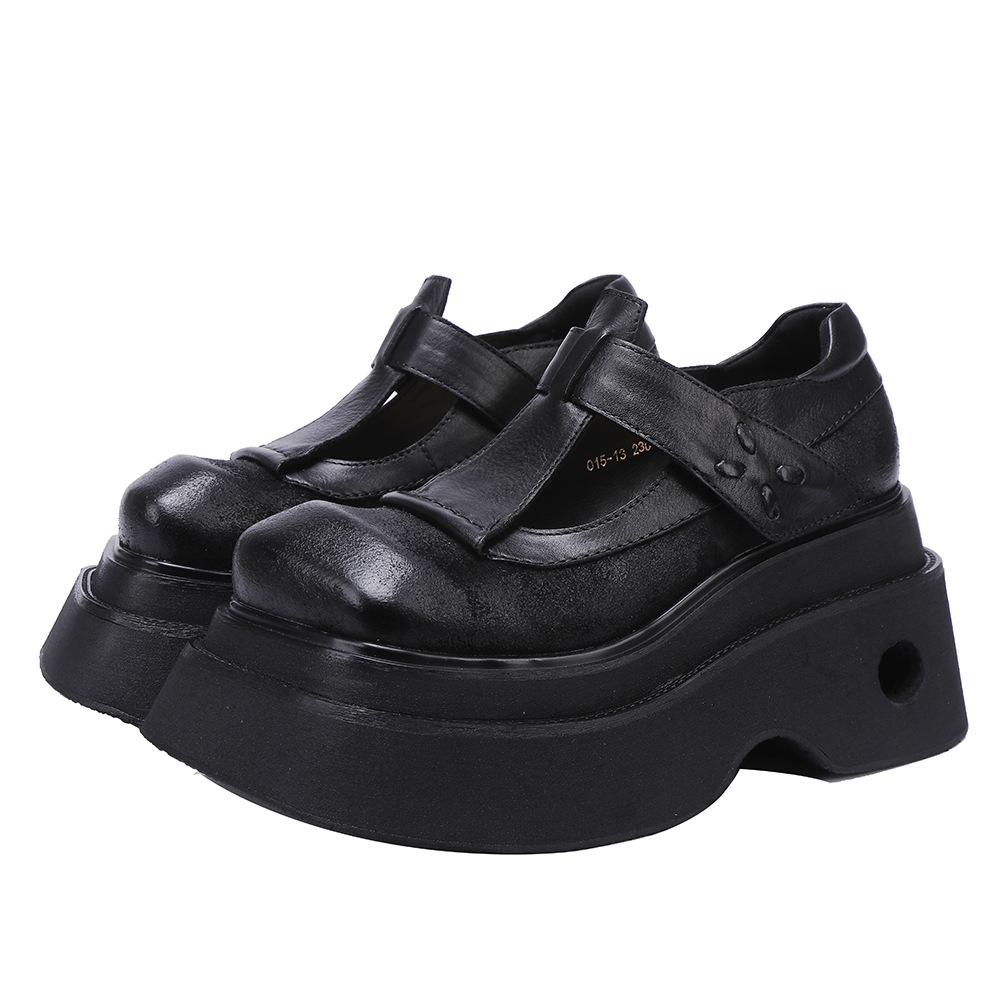 Johnature Винтажные туфли-лодочки с квадратным носком и толстой подошвой из натуральной кожи, женские туфли на платформе с увеличенным ростом