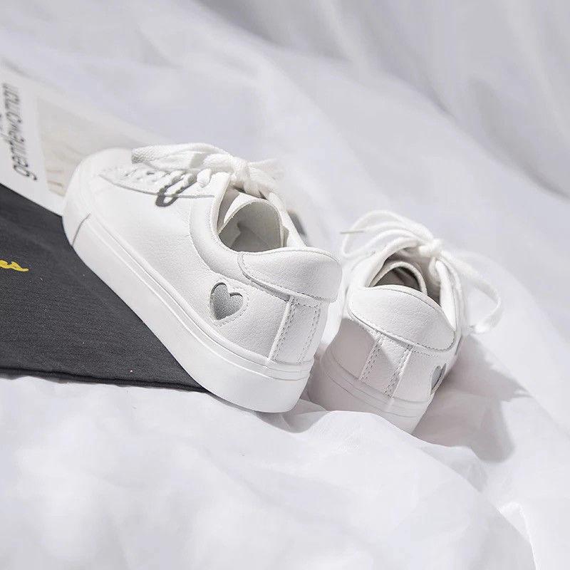 Love Little White Shoes, женские корейские универсальные студенческие повседневные туфли для скейтбординга, кожаные нескользящие белые туфли на плоской подошве