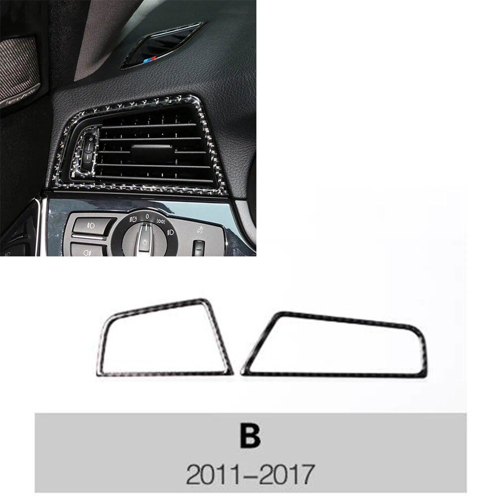 2pcs Car Air Outlet Air Conditioning Cover Sticker Carbon Fiber Trim Decorative Accessories For BMW 5 Series F10 2011-2017