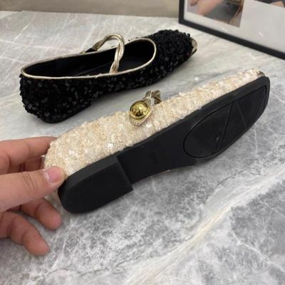 Модные балетки Женские костюмные туфли Мэри Джейн из твида Балетки с пайетками на верхней части