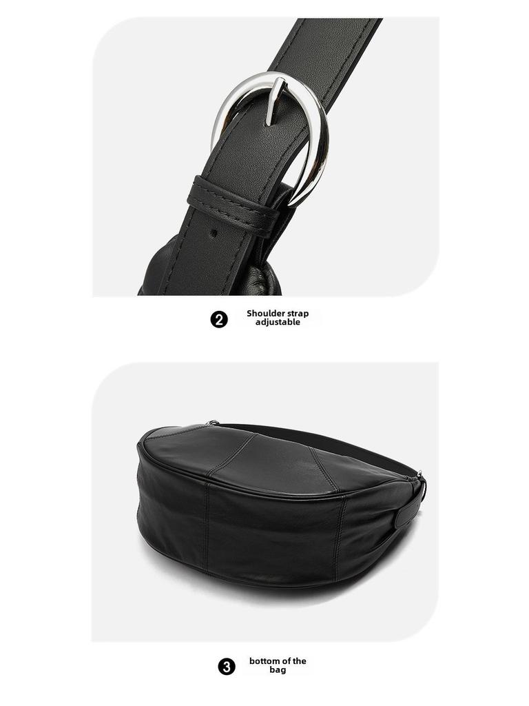 Сумка через плечо Cloud Crescent из натуральной кожи: Модный, повседневный, мягкий, большой объем подмышек