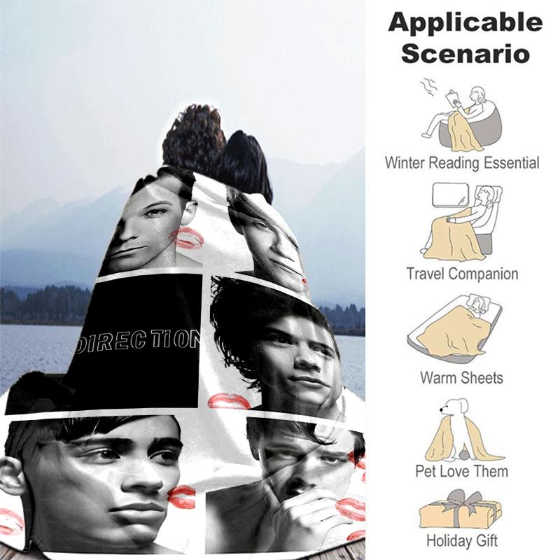 1pc Blanket One Direction Print Design, Lightweight Blanket for Sofa, Bed- Soft &Warm, Gift for All Seasons like Christmas, Halloween