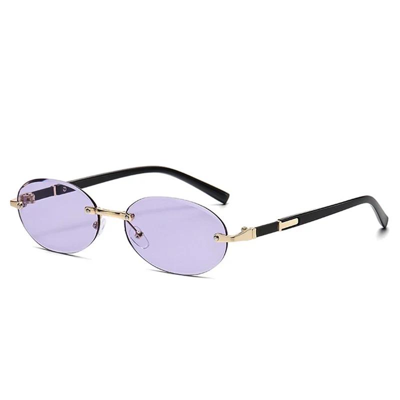 New Popular Women Men Shades Oval Sun Glasses for Woman Man Summer Traveling UV400 Rimless Sunglasses Round Fashion Gafas De Sol